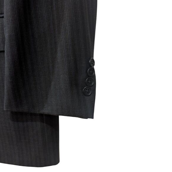 Canali Super 120's Italy Men's EU 50R Black Wool Pinstripe Blazer Three Button - Picture 7 of 11